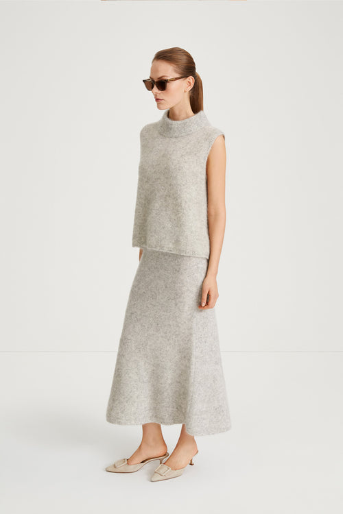 Nanie skirt long light grey mohair stylein  side image