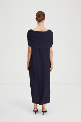 Macerata dress midnight navy boat neck maxi stylein back image