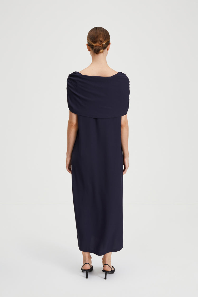 Macerata dress midnight navy boat neck maxi stylein back image