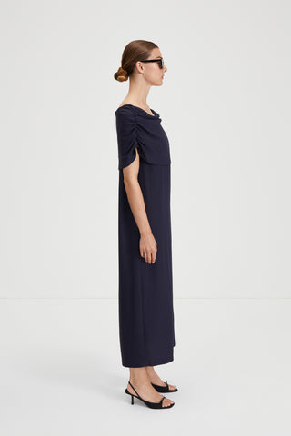 Macerata dress midnight navy boat neck maxi stylein side image 