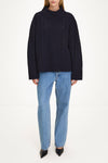 Navy cable knitted sweater stylein Hania model image