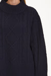 Navy cable knitted sweater stylein Hania detail image