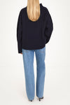 Navy cable knitted sweater stylein Hania back