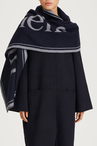 navy/grey wool scarf stylein thalia model image