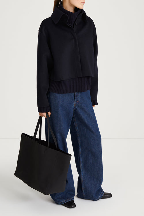 navy jacket short wool stylein teano side