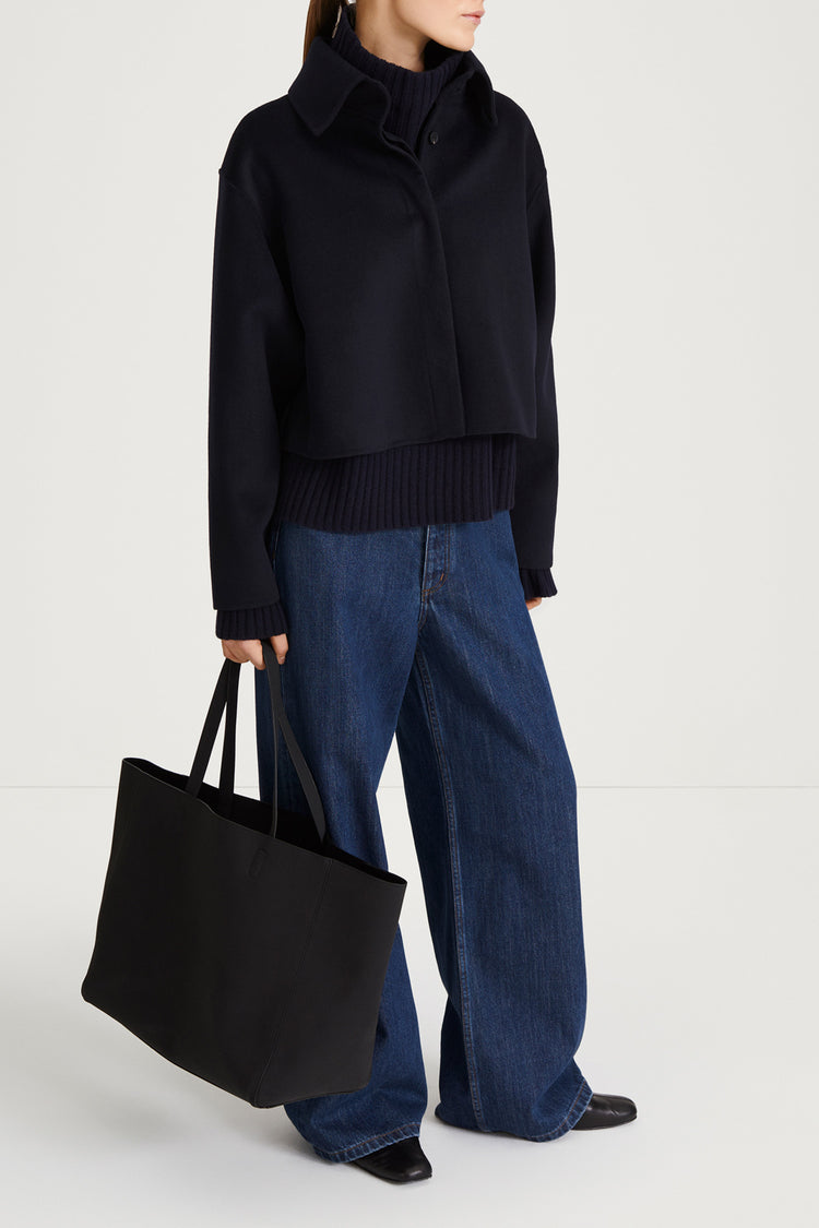 navy jacket short wool stylein teano side