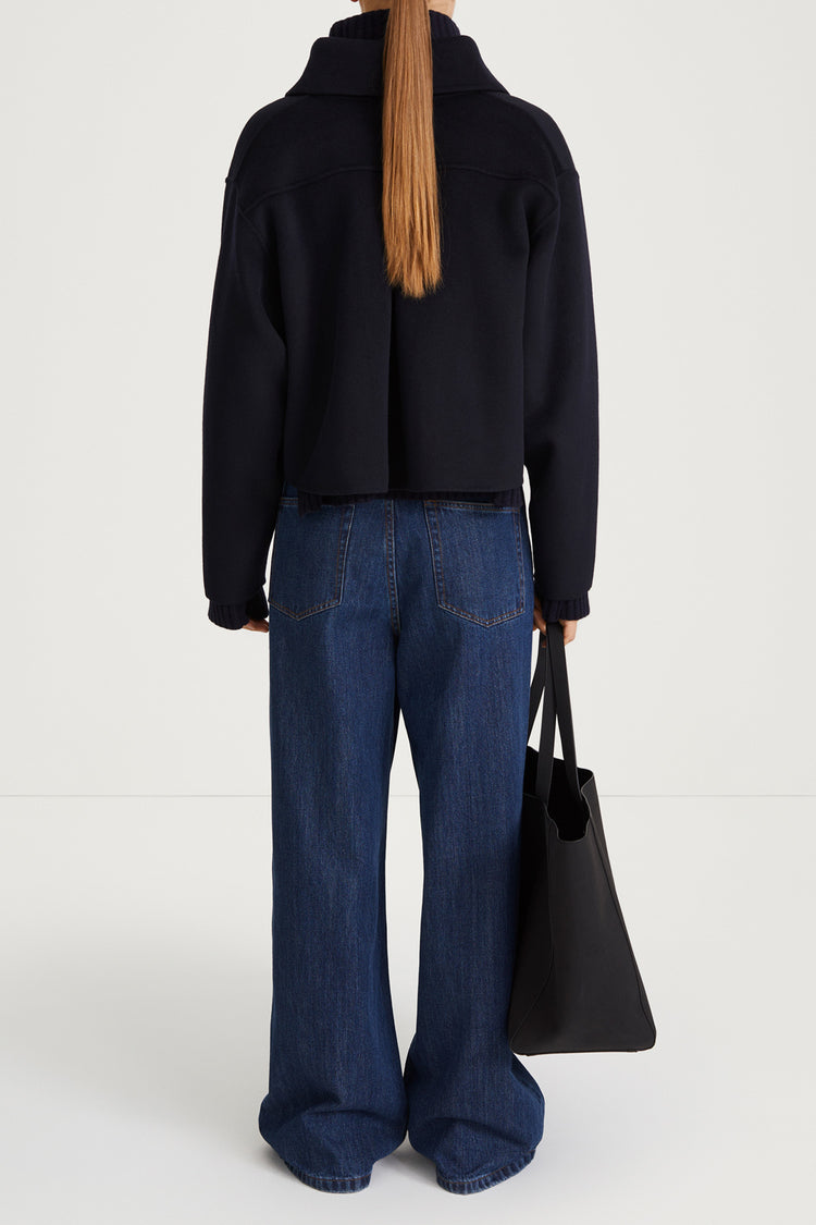 navy jacket short wool stylein teano back