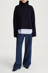 navy knitted wool sweater stylein hilary model image