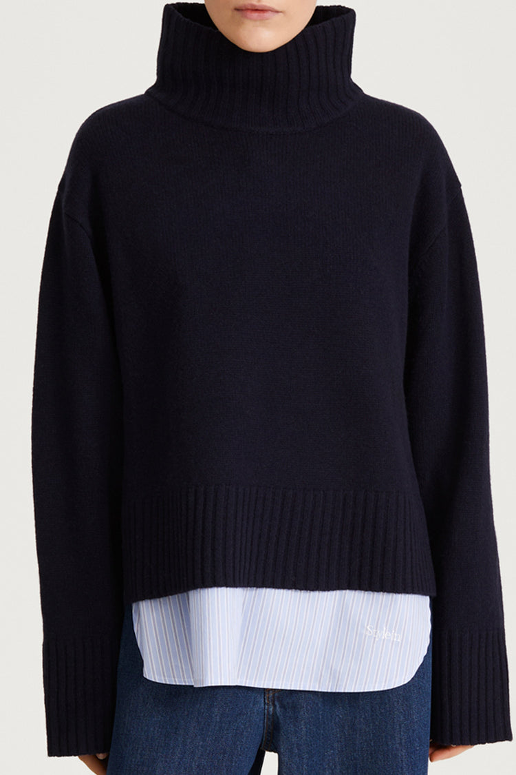navy knitted wool sweater stylein hilary detail