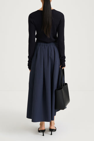 Navy maxi trench skirt navy stylein sorina back model image