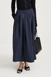 Navy maxi trench skirt navy stylein sorina front close up model image