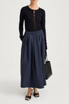 Navy maxi trench skirt navy stylein sorina front model image