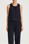 navy pinstripe vest stylein brixen close up