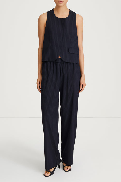 navy pinstripe vest stylein brixen model image