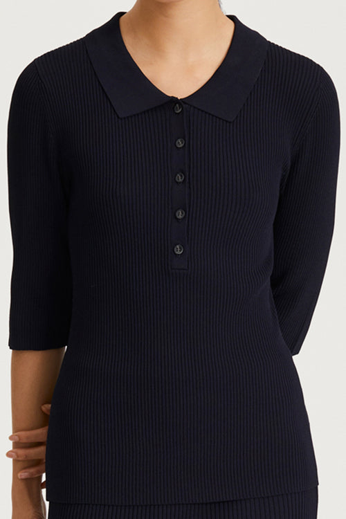 navy rib knit slim fitted stylein priceton detail