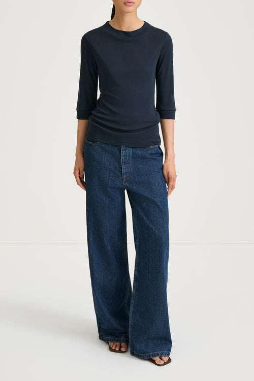 navy short sleeve top stylein nogara front