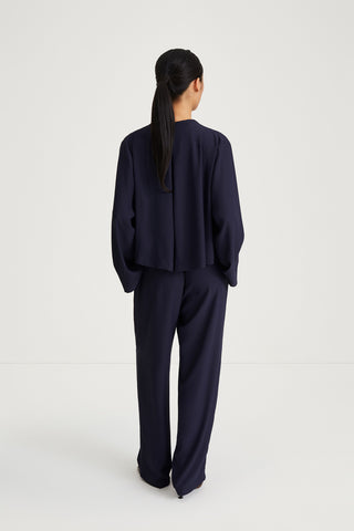 navy v neck blouse stylein maylene back