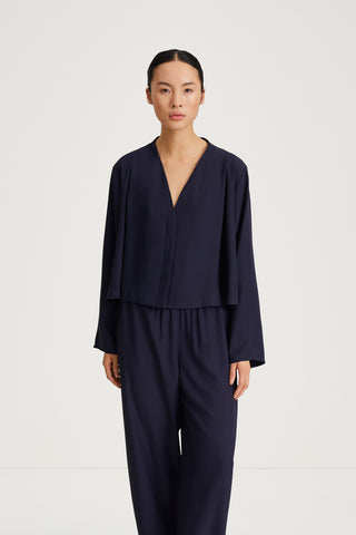 navy v neck blouse stylein maylene front