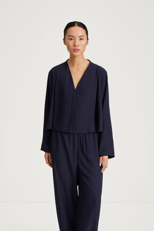 navy v neck blouse stylein maylene front