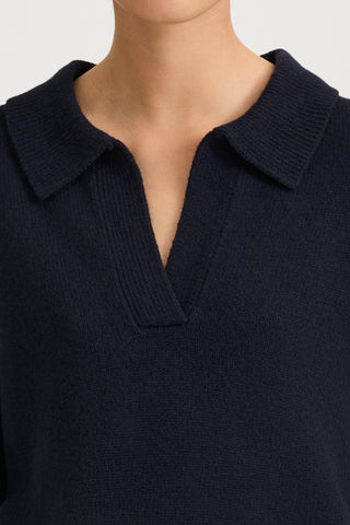 navy v-nec collar knitted sweater stylein harmony detail
