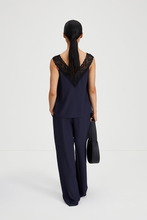 Maria long trousers wide leg midnight navy stylein back image