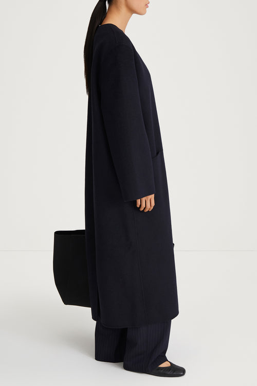 navy wool coat long stylein talani side