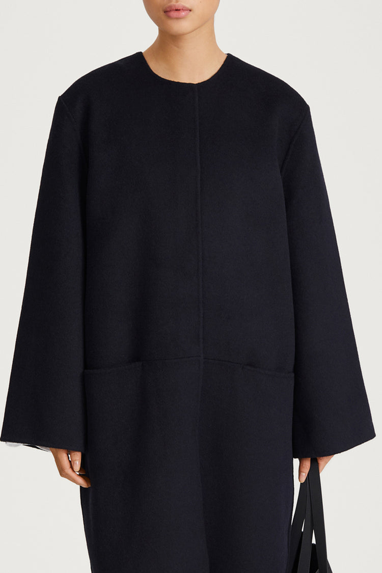 navy wool coat long stylein talani detail