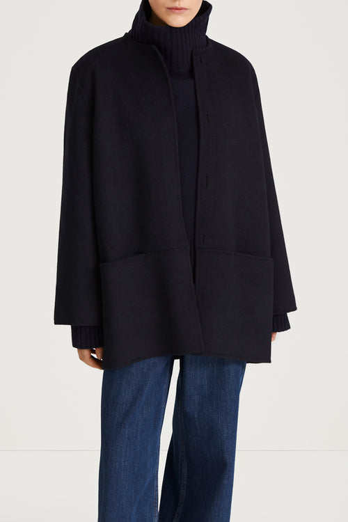 navy wool coat stylein tara close up