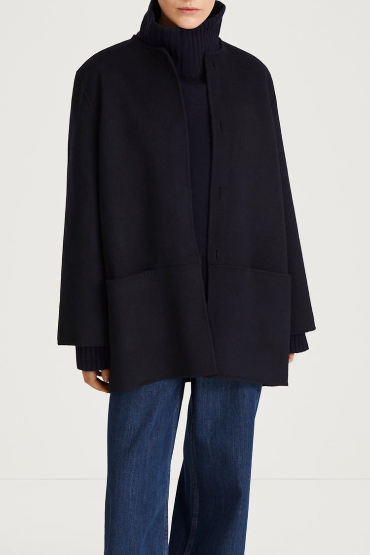 navy wool coat stylein tara close up