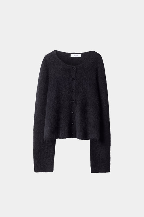 black knitted cardigan stylein nessa front