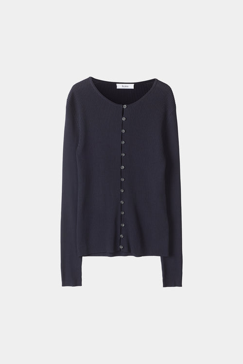 navy rib knit cardigan fitted stylein paloma
