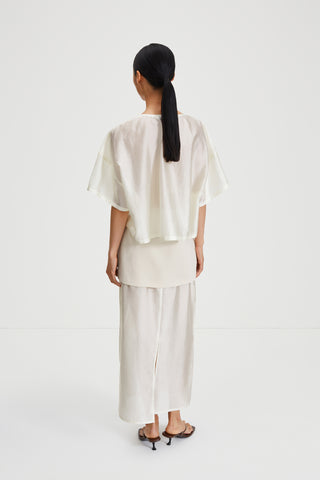 Bardi skirt sheer layered ankle length ivory stylein back image