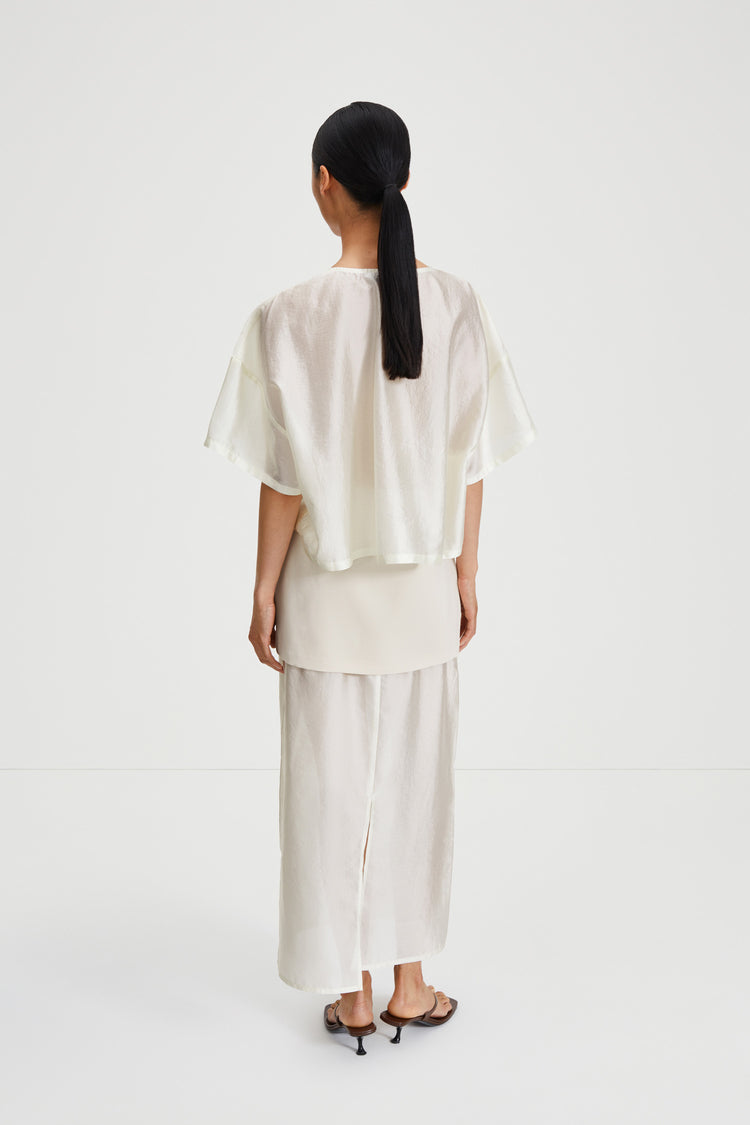 Bardi skirt sheer layered ankle length ivory stylein back image
