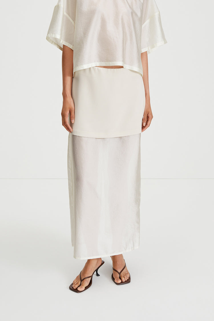 Bardi skirt sheer layered ankle length ivory stylein front image