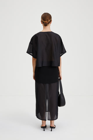 Berra top sheer cropped loose fitting black stylein back image