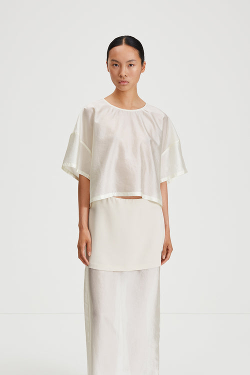 Berra top sheer cropped loose fitting ivory stylein front image