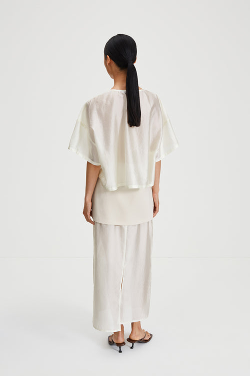 Berra top sheer cropped loose fitting ivory stylein back image