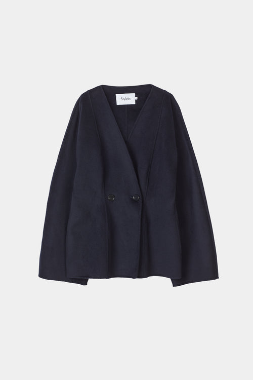 Tirli short jacket wool cinched waist midnight navy stylein packshot