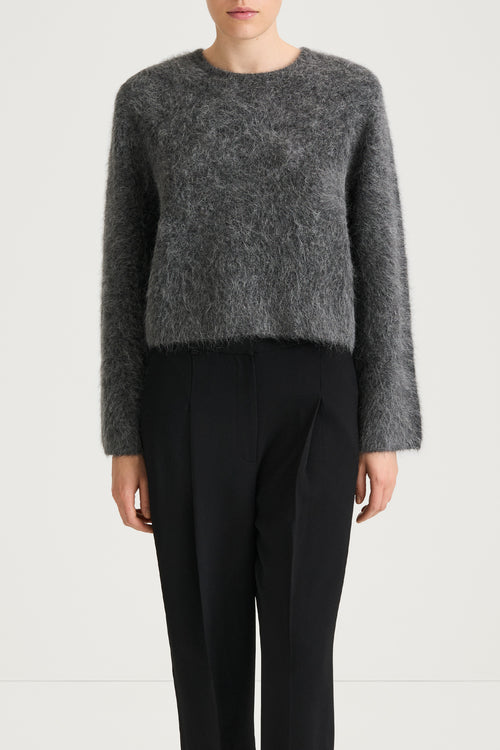 short mohair knitted grey sweater stylein lima