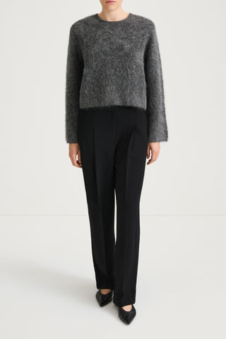 short mohair knitted grey sweater stylein lima