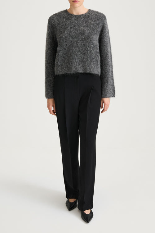 short mohair knitted grey sweater stylein lima