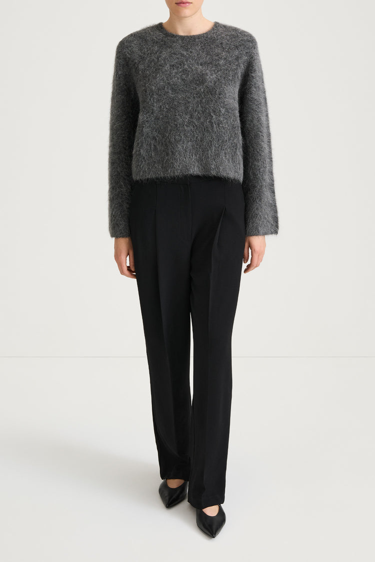 short mohair knitted grey sweater stylein lima