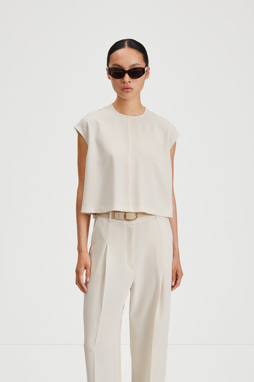 Basile top ivory short sleeve round neck stylein front image