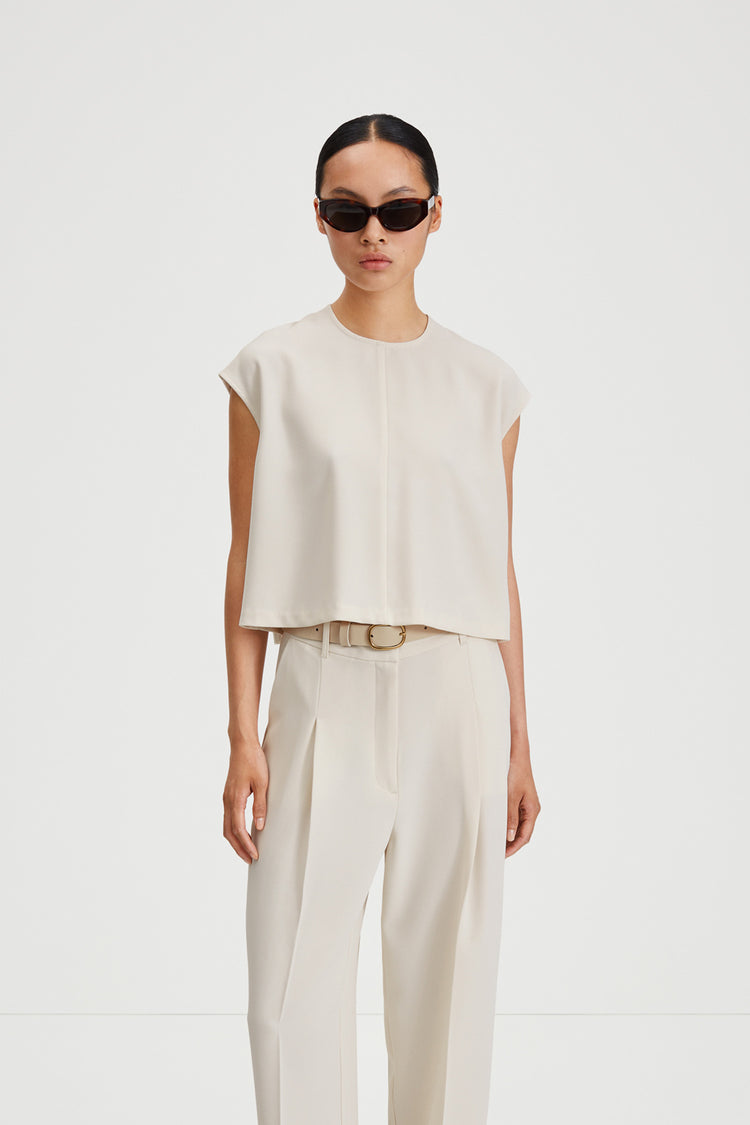 Basile top ivory short sleeve round neck stylein front image