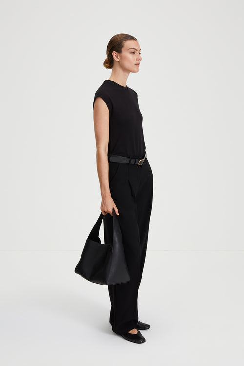 Canale top black sleeveless jersey stylein side image