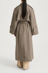 Siena trench coat mud khaki long stylein back model image
