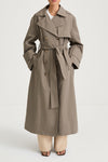 Siena trench coat mud khaki long stylein front model image
