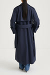 Siena trench coat navy midnight long stylein back model image