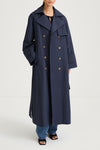 Siena trench coat navy midnight long stylein front model image