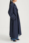 Siena trench coat navy midnight long stylein side model image